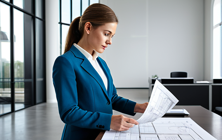 **

"A professional female architect, fully clothed in a stylish but modest business casual outfit, standing in a brightly lit, modern architectural office, reviewing blueprints.  Safe for work, appropriate content, perfect anatomy, correct proportions, well-formed hands, natural pose, professional, high quality, clean background, focused lighting."

**