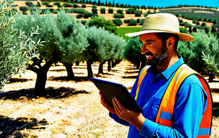 라이다 LiDAR  통신 - Agricultural Application of LiDAR**

"A farmer in Andalusia, Spain, wearing a sun hat and work cloth...