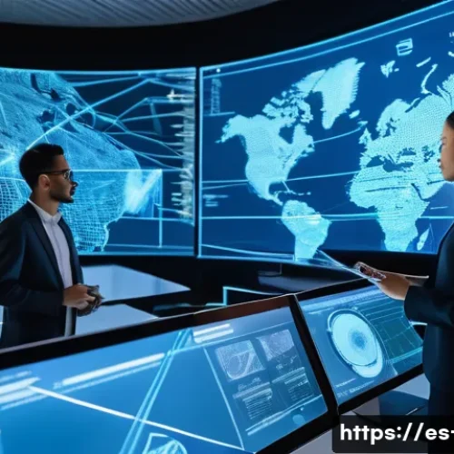 Home 33 통신 시스템 모델링 - **Prompt:** "A futuristic command center, brightly lit and clean, featuring a diverse team of male a...